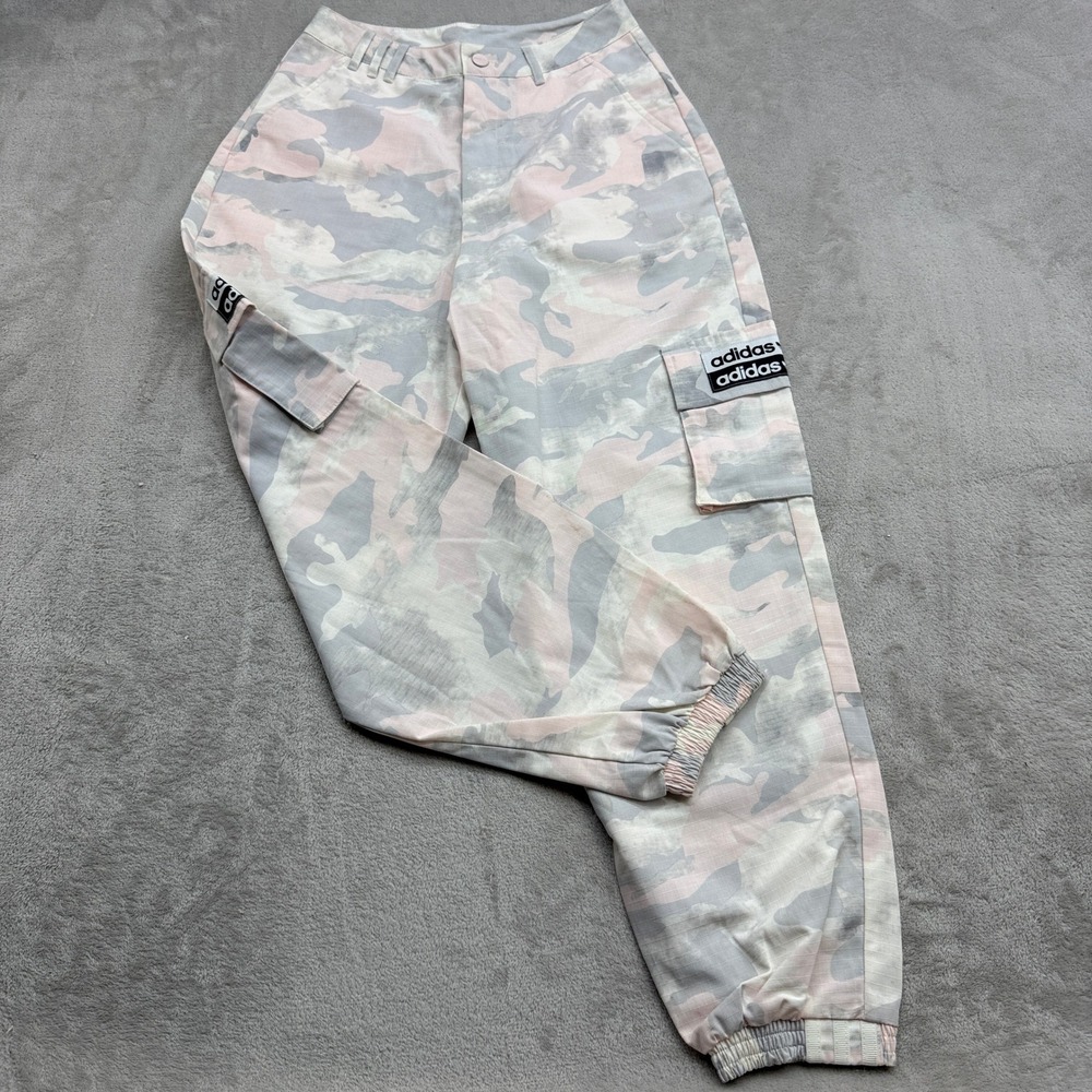Adidas Cargo Pants Womens Small Pink Camo Ripstop Joggers GD2982